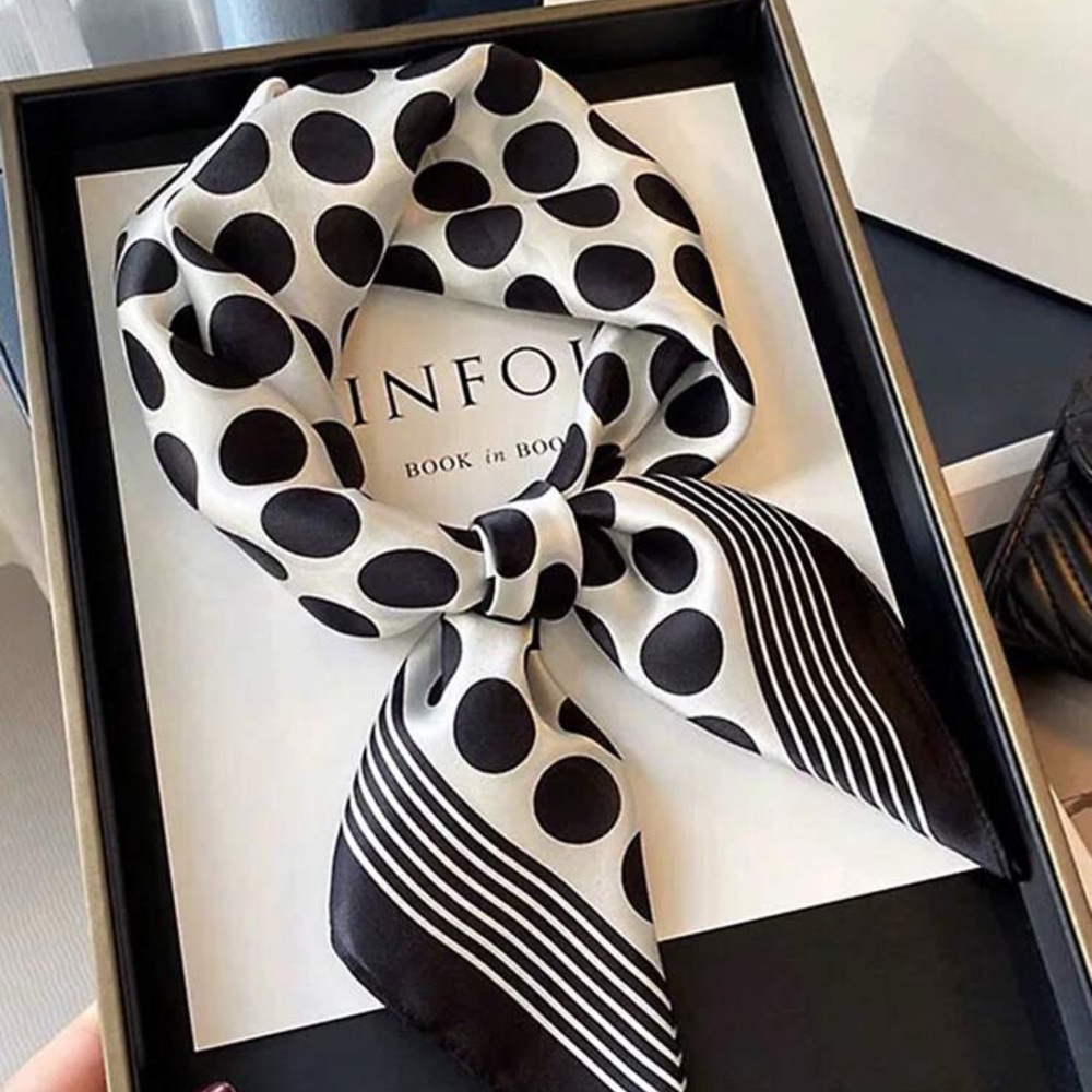 Elegant Black and White Polka Dot Scarf